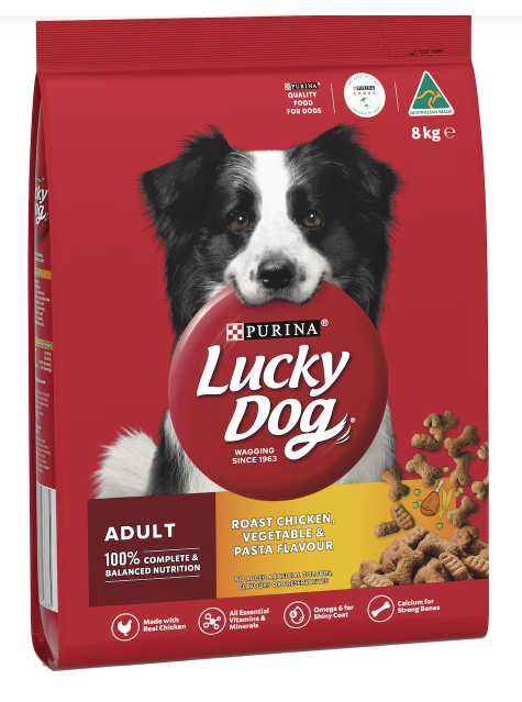 Lucky Dog Adult Roast Chicken, Vege & Pasta Dry Dog Food 8kg